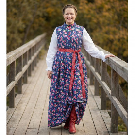 Русь сарафанная. Самара, хлопок, синий - фото 1